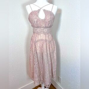 NWT ASOS Design Petite Camo Strap MIDI Dress in Lace with Keyhole Front